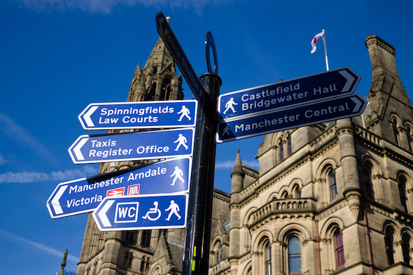 The Manchester Town Hall at the city's crossroads. Picture: Getty Images