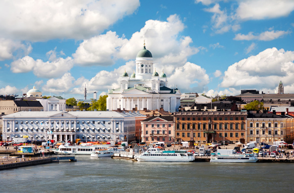 River boats docked at Helsinki