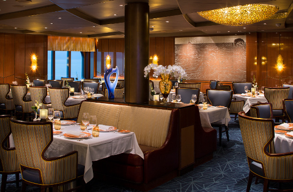 the elegantly furnished Pinnacle Grill on Holland America Line's ms Koningsdam