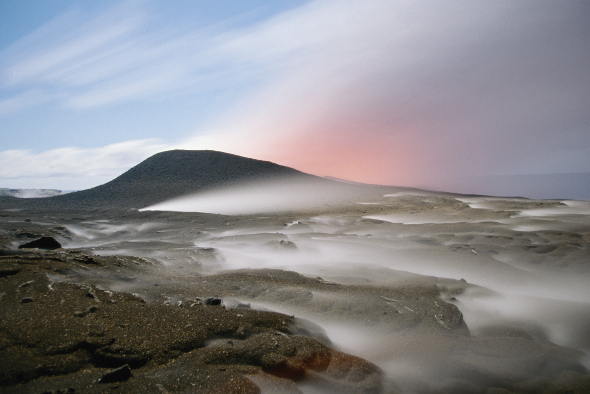 active volcano steaming in Hawaii
