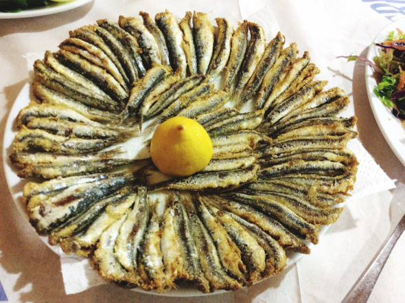platter of fried sardines
