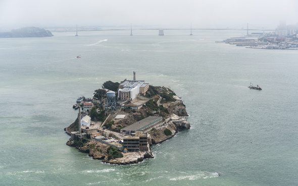 alcatraz island birds eye view