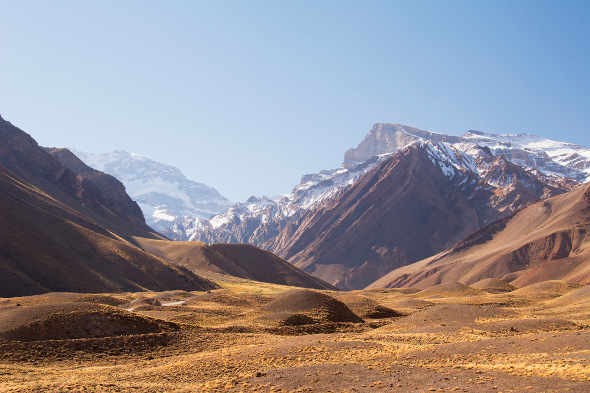 mountains rising from Aconcagua valley chile