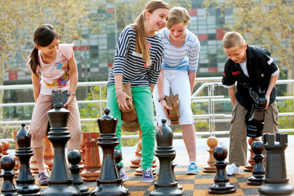 children playing giant chess