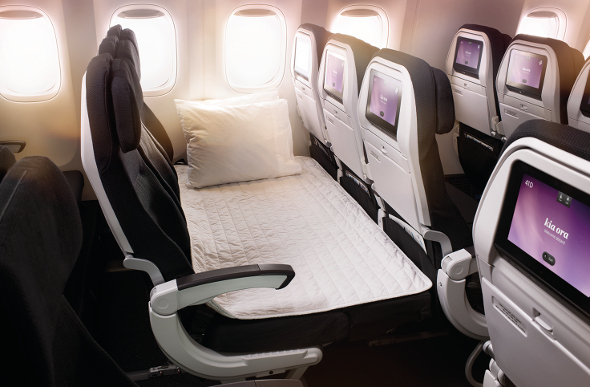 Air New Zealand's Skycouch in bed mode