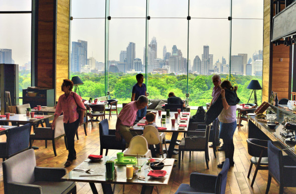 Views to die for at the SO Sofitel Bangkok Saturday brunch buffet.