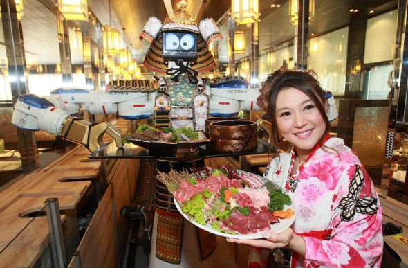  The robot waiter at Hajime Robot Restaurant in Bangkok, Thailand.