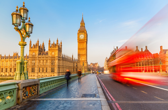 Big Ben and a double-decker London bus are icons of the English capital.