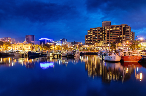 Hobart harbour at night
