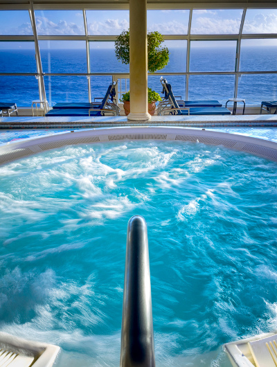 A cruise ship spa overlooking the ocean