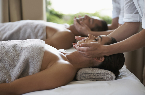 Couple getting a massage together