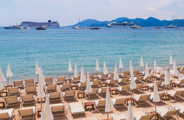 Cruise ships anchored off shore