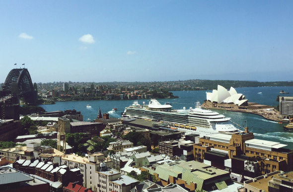 Cruise ship docked in Sydney Harbour