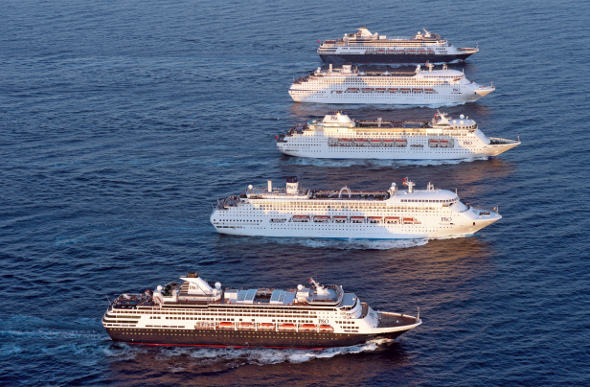 A fleet of five cruise ships
