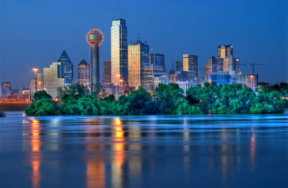 Dallas city skyline at night