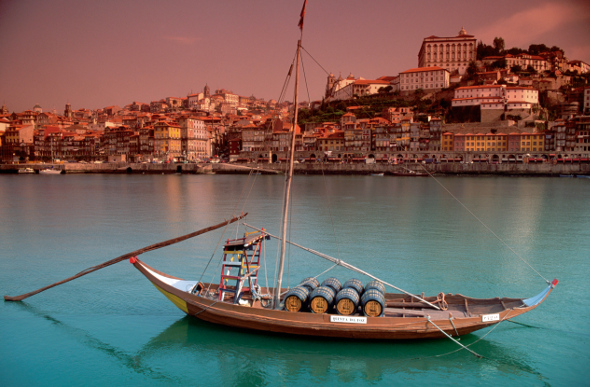 A rustic rabelo boat in Porto