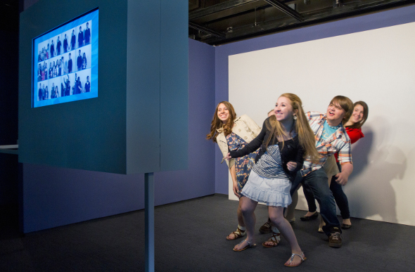 Kids record themselves to make a flipbook. Picture: Brian Palmer/Museum of the Moving Image