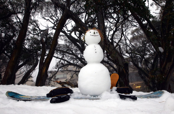  A snowman wishes he could ski at Falls Creek.