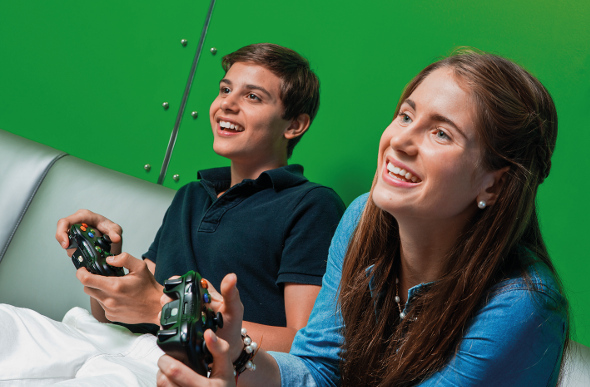 Kids playing Xbox