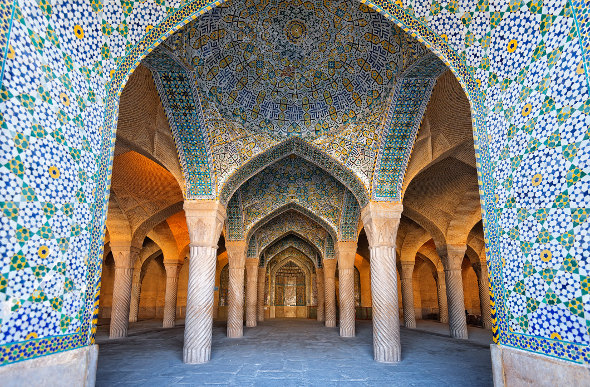 A tiled mosque in Iran. 