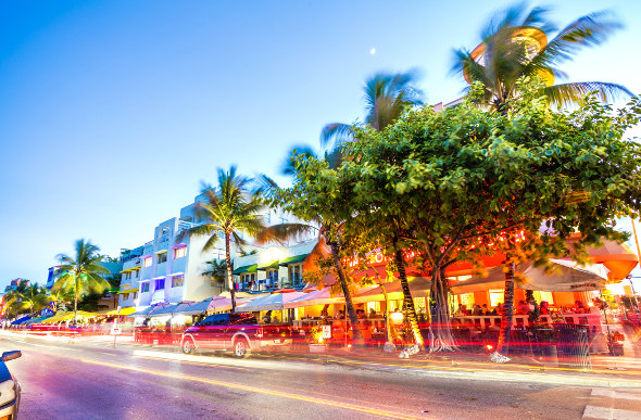 A street scene in Miami, Florida, USA.