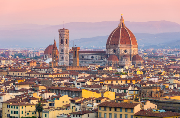 A view over the rooftops of Florence, Italy.