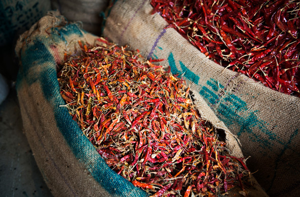 Two bags of dried red chillies