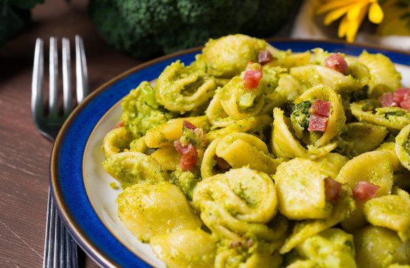 A bowl of orecchiette ready to be eaten