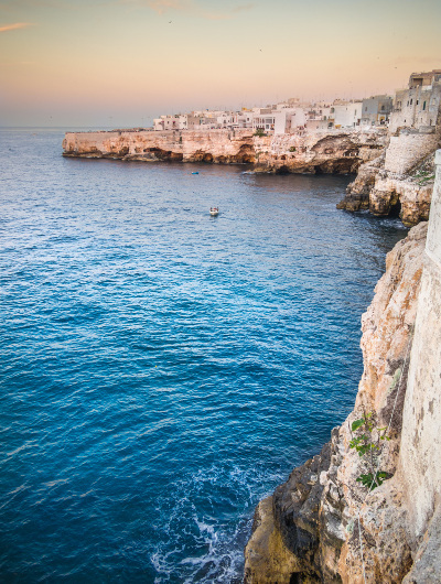 The rugged coastline of Polignano a Mare