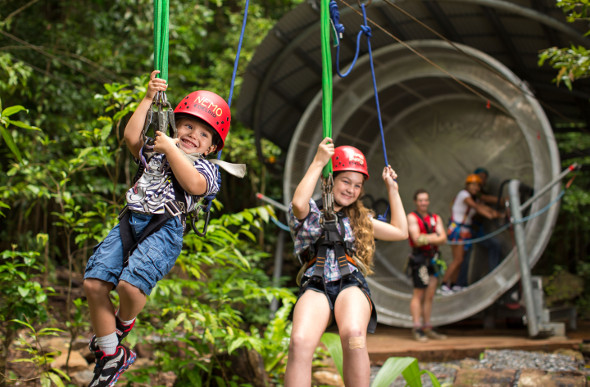 The human hamster wheel winches zip-liners into the Daintree Rainforest canopy.