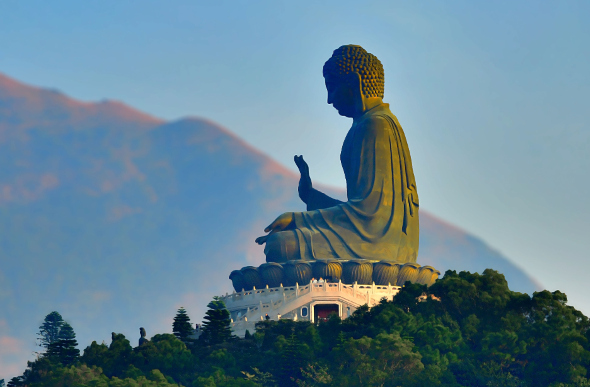 Giant buddha statue on mountain