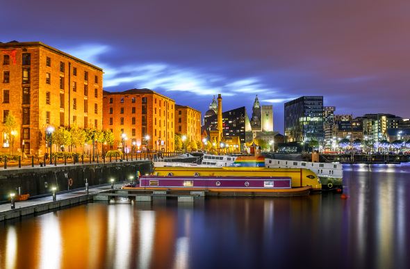 Albert Dock with the Yellow Submarine moored