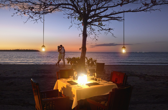 Romantic beach dinner