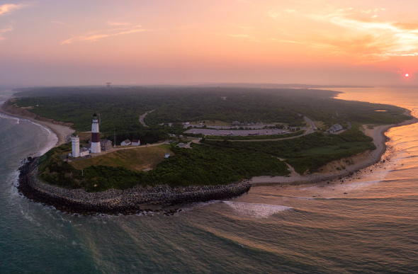 An aerial view of Montauk Point.