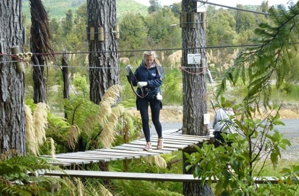 Adrenalin Forest high ropes course in the tree tops.