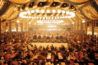inside oktoberfest beer hall