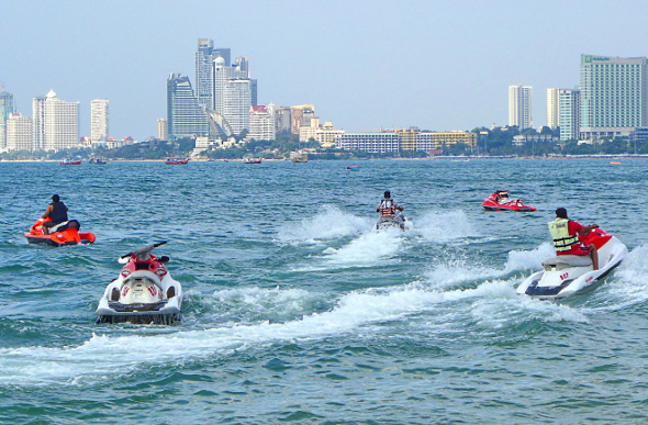 Jet skis on the water in Pattaya