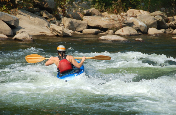 Kayaking down the rapids at Ohio Pyle