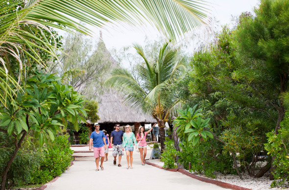 A group of tourists explore Noumea.