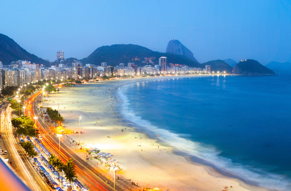 Copacabana Beach in Rio de Janeiro, Brazil.