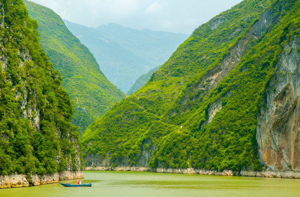 Towering cliffs in the Three Gorges section of China's Yangtze River.