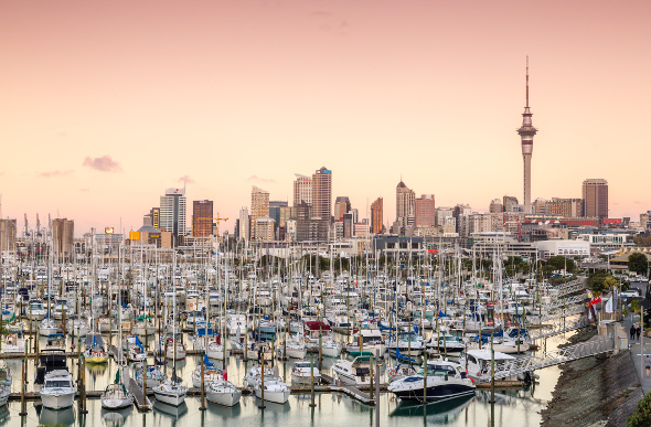 Auckland Harbour filled with sail boats