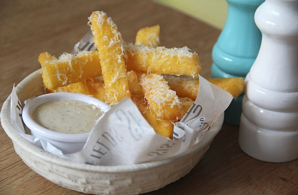 A bowl of polenta fries at Sisterfields in Seminyak