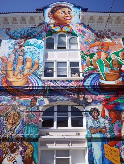 A mural on the outside of The Women's Building in San Fran