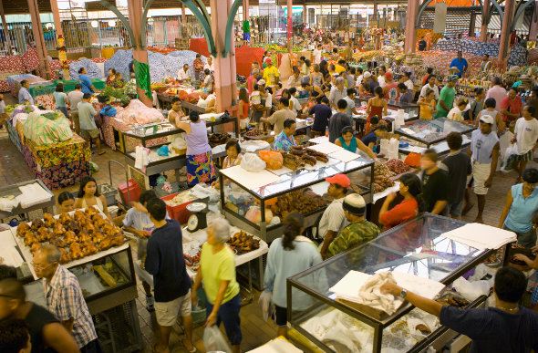 A crowded market in Papeete.