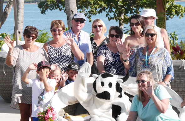 Lucky Sunrise viewers pose with the Cash Cow on their Mother's Day trip to Fiji.