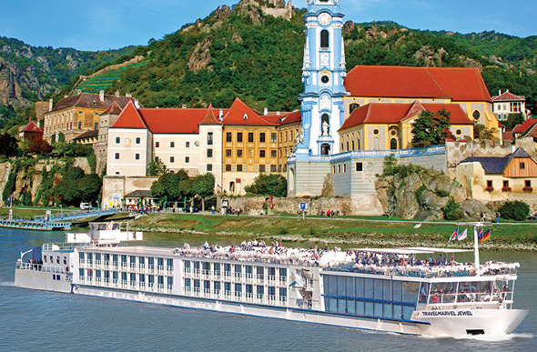 A Travelmarvel vessel cruising a river in Europe
