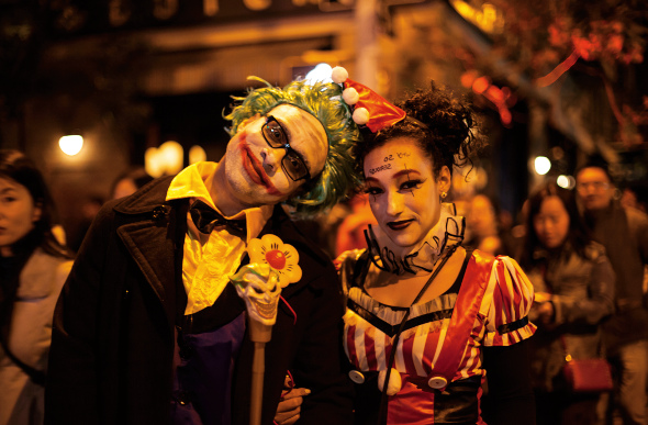 man and woman dressed up for halloween