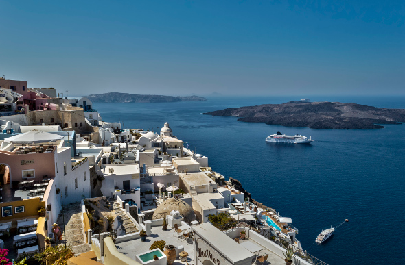 Cruise ship off the coast of Greece