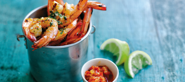 Bucket of seasoned prawns